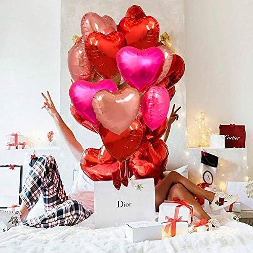 Heart Shaped Foil Balloons for Valentines Day Wedding Birthday Bridal Shower Baby Shower Decorations