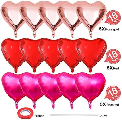 Heart Shaped Foil Balloons for Valentines Day Wedding Birthday Bridal Shower Baby Shower Decorations