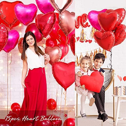 Heart Shaped Foil Balloons for Valentines Day Wedding Birthday Bridal Shower Baby Shower Decorations