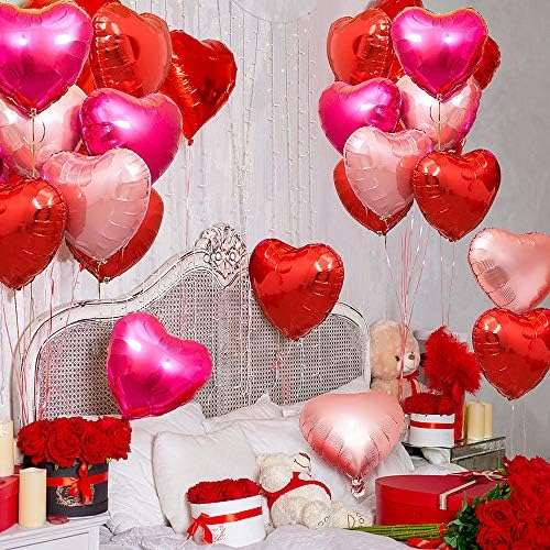 Heart Shaped Foil Balloons for Valentines Day Wedding Birthday Bridal Shower Baby Shower Decorations