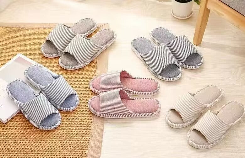 Striped slippers,brown