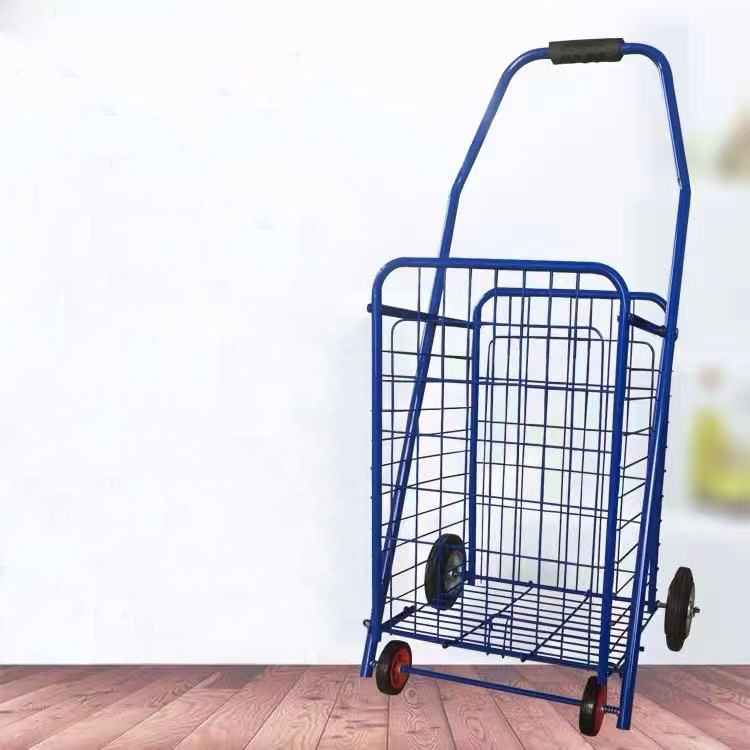 406 Square Shopping Cart-Red Blue Metal