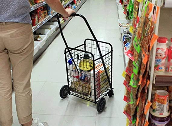 406 Square Shopping Cart-Red Blue Metal