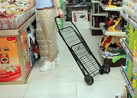 406 Square Shopping Cart-Red Blue Metal