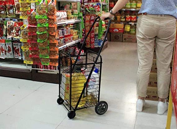 406 Square Shopping Cart-Red Blue Metal