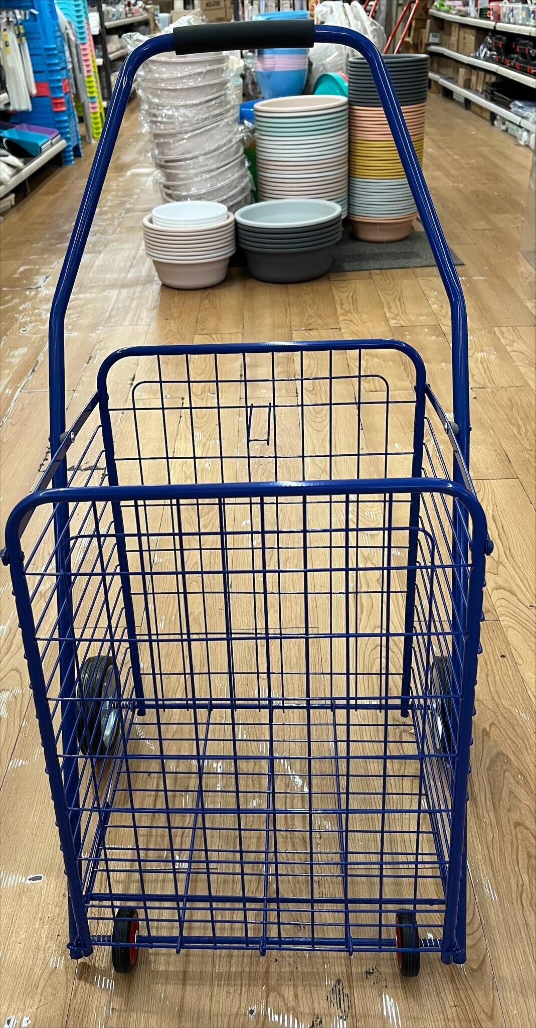 406 Square Shopping Cart-Red Blue Metal