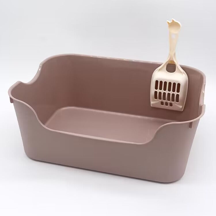 Cat Open Top Pet Litter Tray Bedpan Portable Semi Enclosed for Indoor Cats Splashproof Heighten Cat Sandbox Kitten Litter Pan