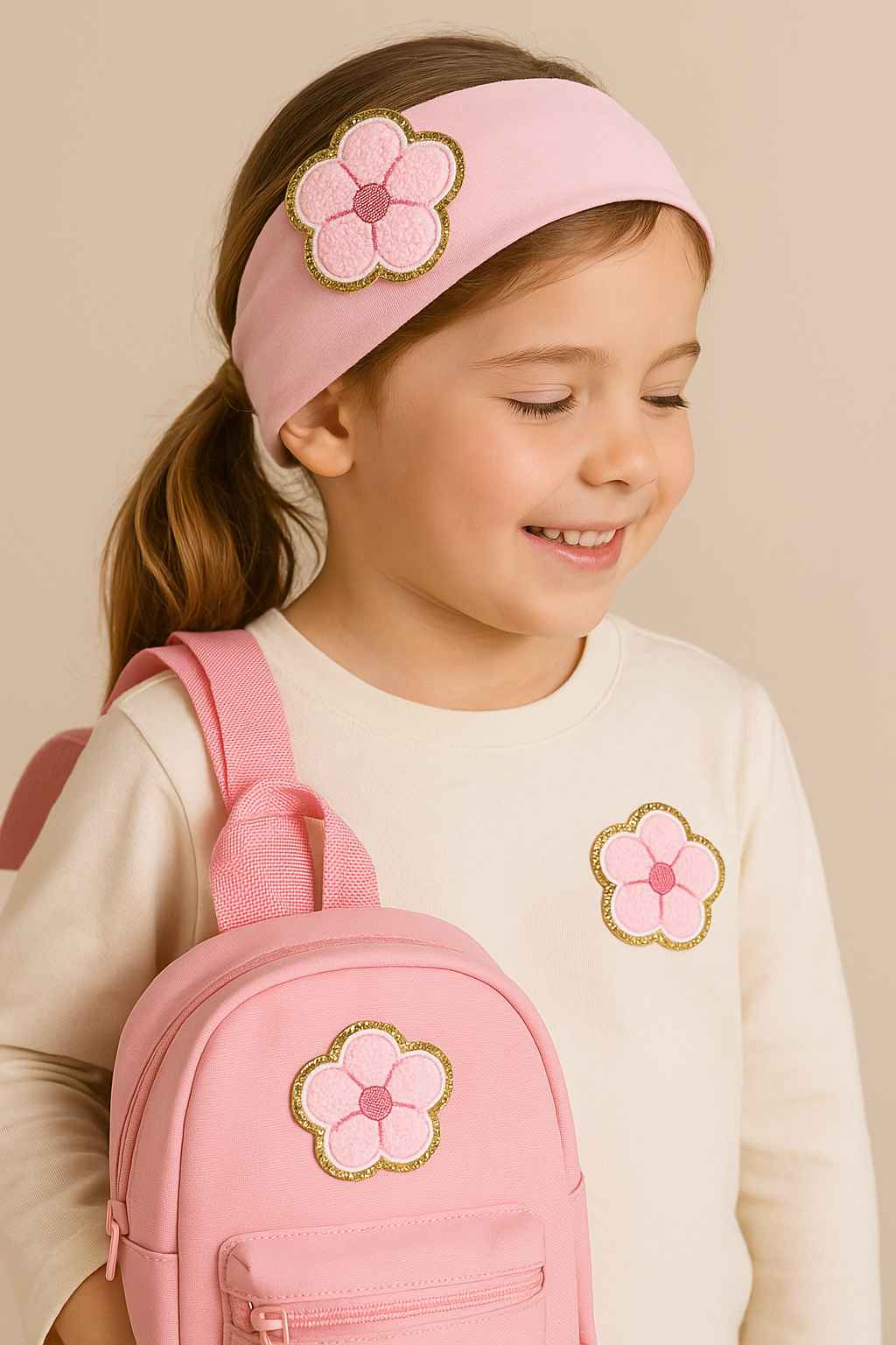 Pink Collection Chenille Glitter Fabric Iron-on Patches Chenille Patches