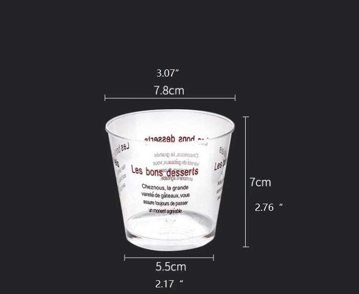 Disposable Dessert cup with lid, 3.07" 25pc/set