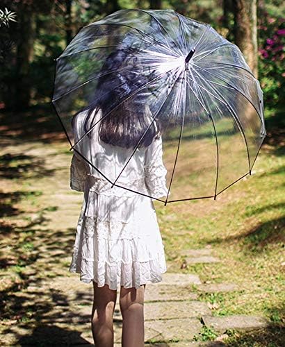 Transparent Umbrella,16 Fiberglass Ribs Clear See Through Dome Umbrellas for Women,Windproof Auto Open Umbrella