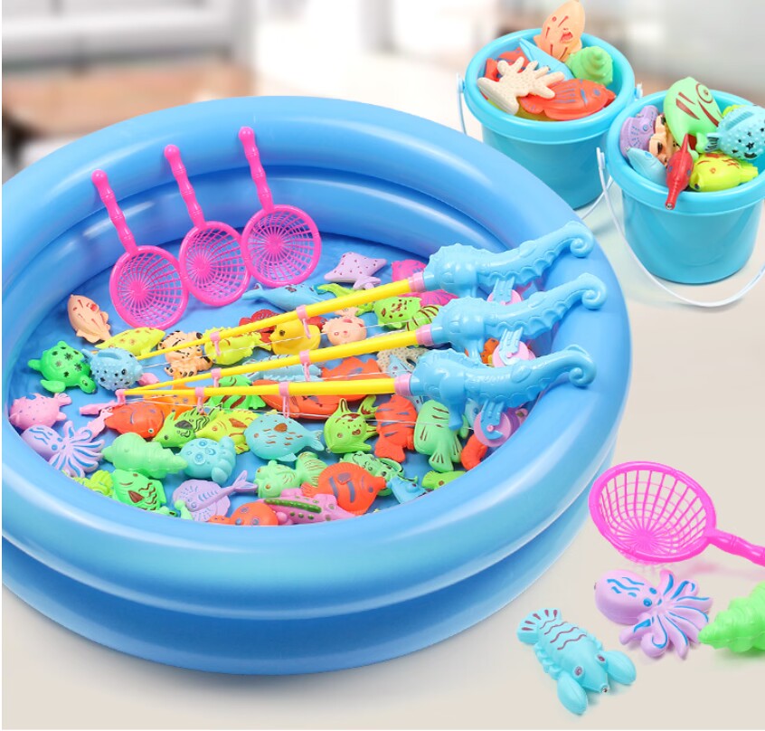 Children's fishing toy pool 42-piece set (with large pool)