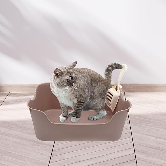 Cat Open Top Pet Litter Tray Bedpan Portable Semi Enclosed for Indoor Cats Splashproof Heighten Cat Sandbox Kitten Litter Pan