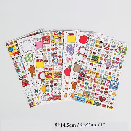 5 Sheets of Self-Adhesive Decorative Cartoon Stickers for Scrapbooking and Album Making