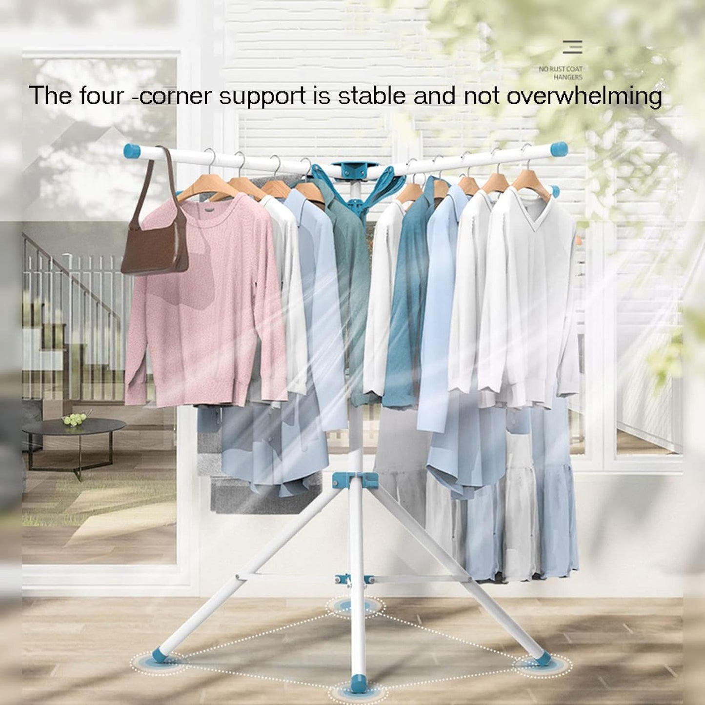 Y-shaped Clothes Hanger Floor-to-ceiling Folding Indoor And Outdoor Drying Four-corner Cool Clothes Bedroom Telescopic Pole Home Without Installation Marriage