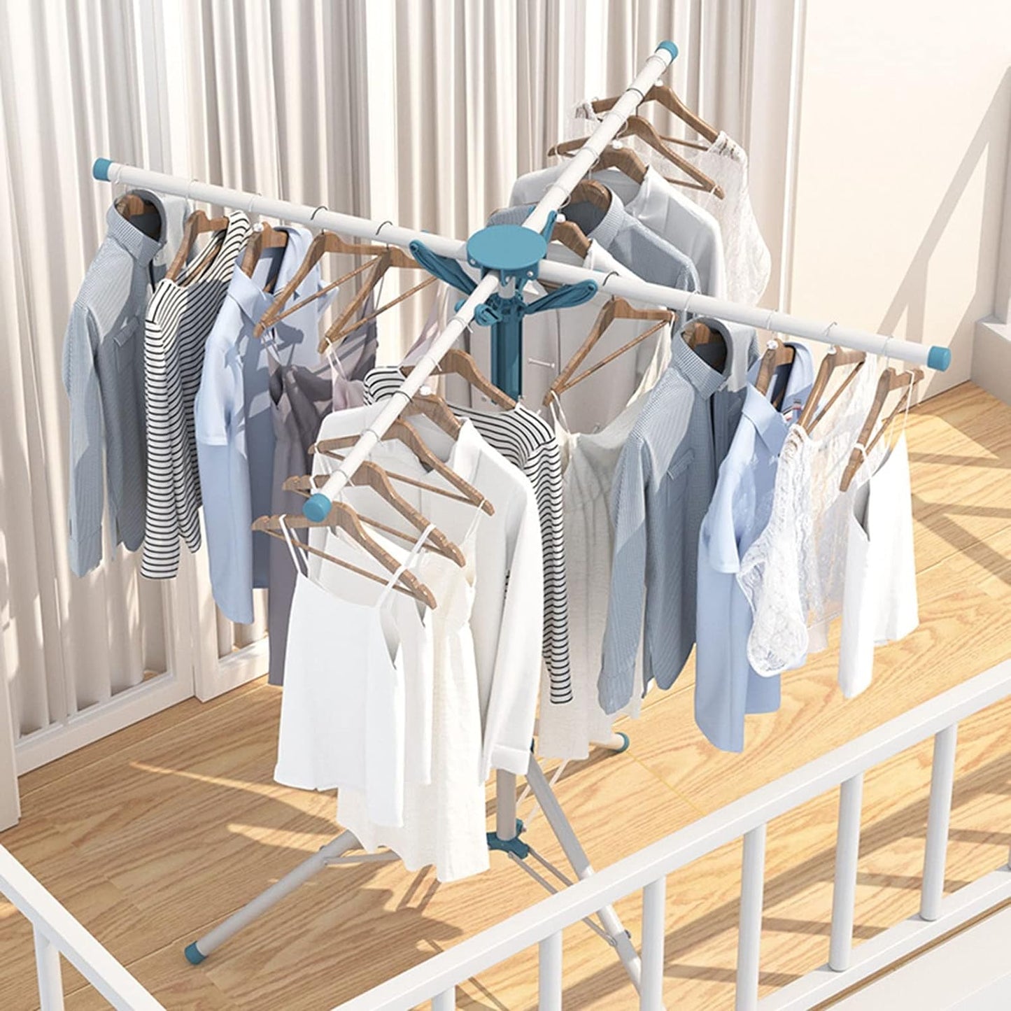 Y-shaped Clothes Hanger Floor-to-ceiling Folding Indoor And Outdoor Drying Four-corner Cool Clothes Bedroom Telescopic Pole Home Without Installation Marriage