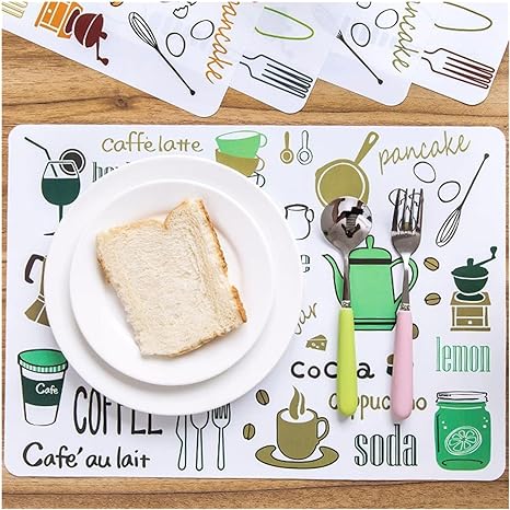 Simple Cartoon Placemats PVC Table Mat Protective Color Block Dining Disc Pads Coasters