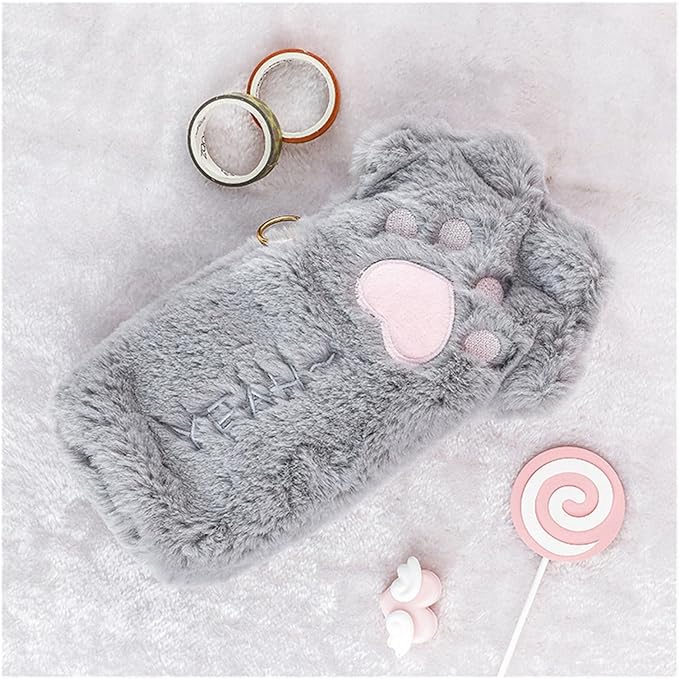 Cute Cat Paw Pencil Bag Cute Stationery Holder Bag Large Capacity Pen Case Makeup Pouch Soft Plush Cosmetic Storage Bag Student Stationery Children's Gift INS Simplified