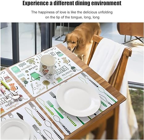 Simple Cartoon Placemats PVC Table Mat Protective Color Block Dining Disc Pads Coasters