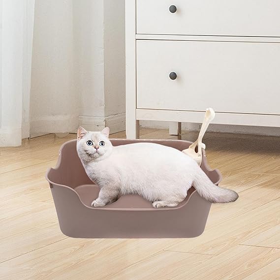 Cat Open Top Pet Litter Tray Bedpan Portable Semi Enclosed for Indoor Cats Splashproof Heighten Cat Sandbox Kitten Litter Pan