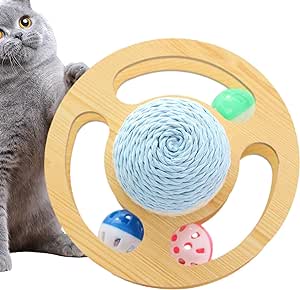 Sisal Ball Cat Toy | Space Asteroid Sisal Rolling Ball Cat Toy | Cat Moving Toy With Turntable Track Three Bell Balls For Grinding Claws