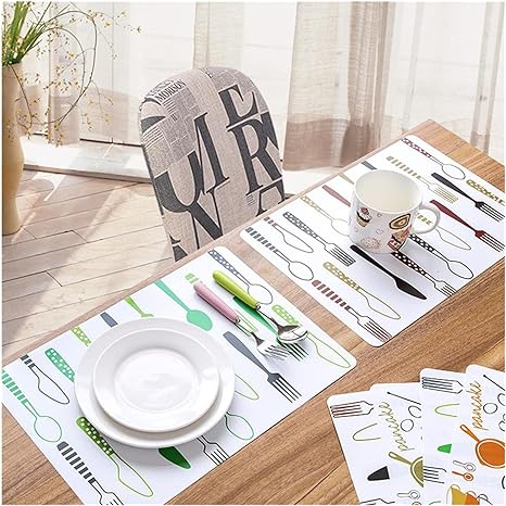 Simple Cartoon Placemats PVC Table Mat Protective Color Block Dining Disc Pads Coasters