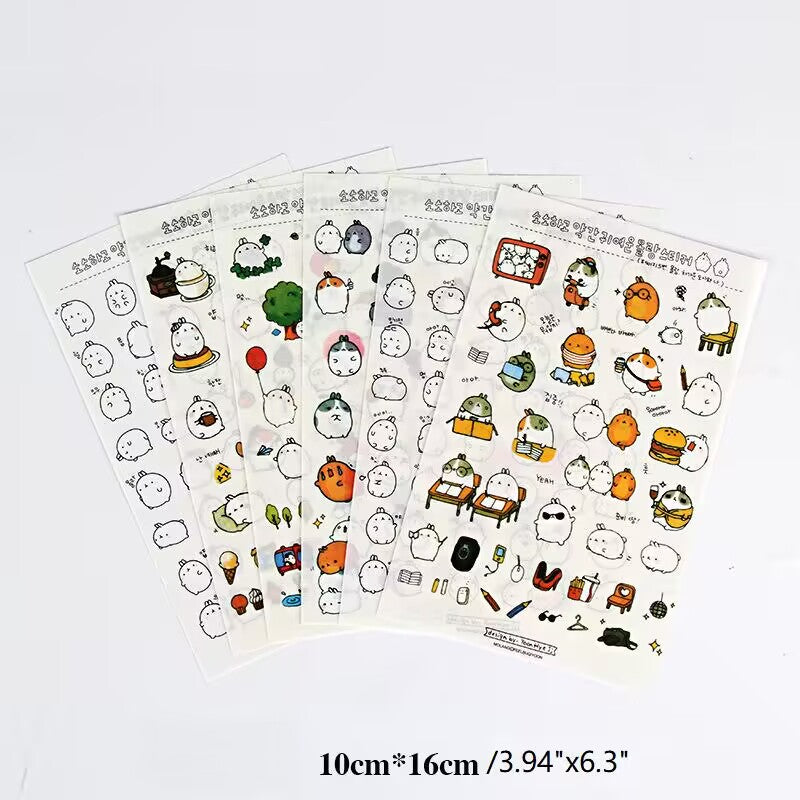 5 Sheets of Self-Adhesive Decorative Cartoon Stickers for Scrapbooking and Album Making