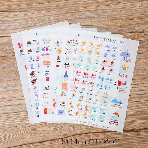 5 Sheets of Self-Adhesive Decorative Cartoon Stickers for Scrapbooking and Album Making