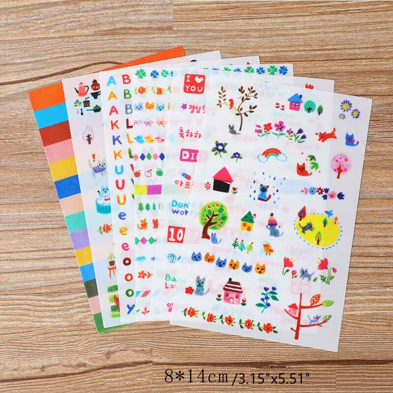 5 Sheets of Self-Adhesive Decorative Cartoon Stickers for Scrapbooking and Album Making