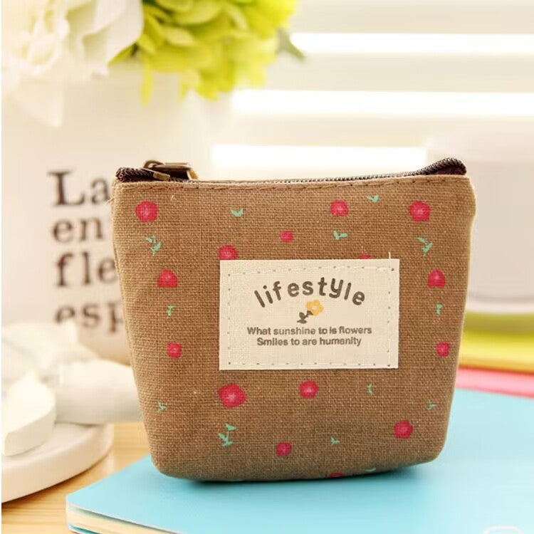 Coin purse,Soft Floral Coin Pouch Bag with Zipper,Portable Mini Purse Holder for Women Girls Children,Elegant Pouch Change Bag for Coin,Credit Card