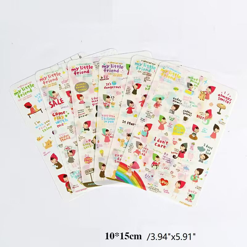 5 Sheets of Self-Adhesive Decorative Cartoon Stickers for Scrapbooking and Album Making