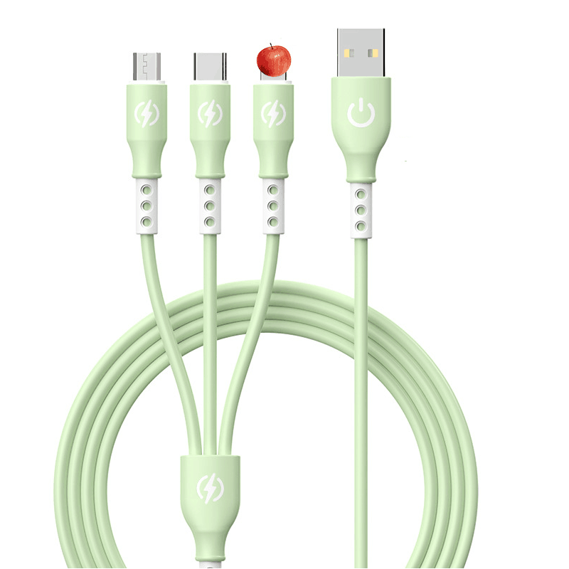 Silicone 6A one-to-three data cable (matcha green)