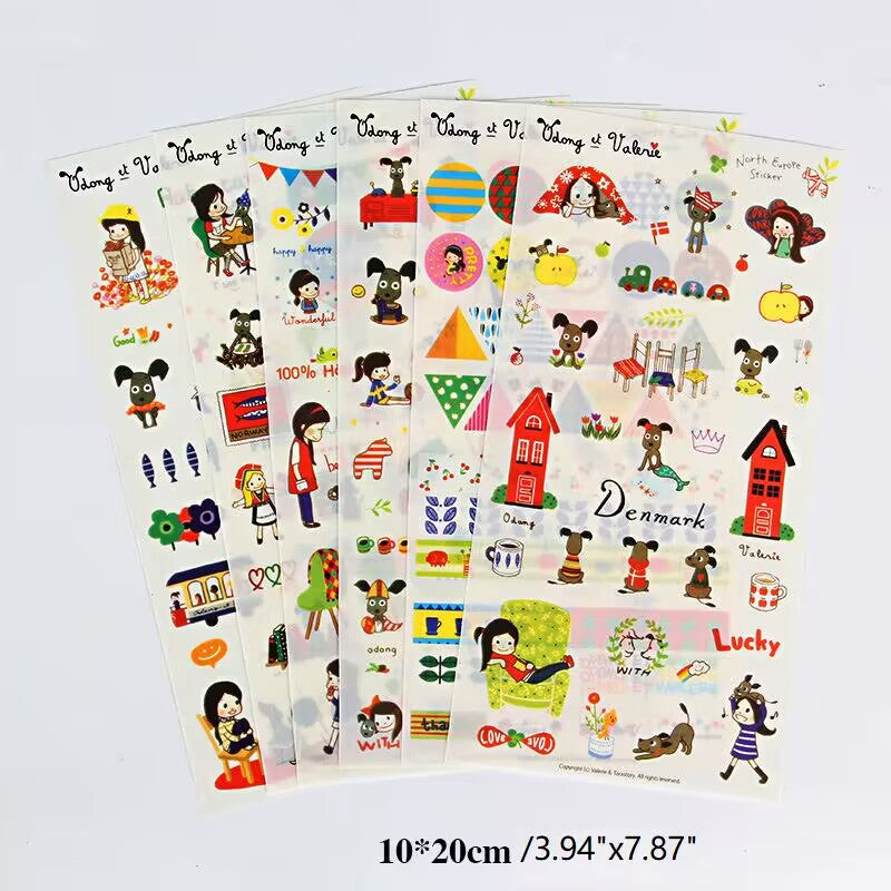 5 Sheets of Self-Adhesive Decorative Cartoon Stickers for Scrapbooking and Album Making