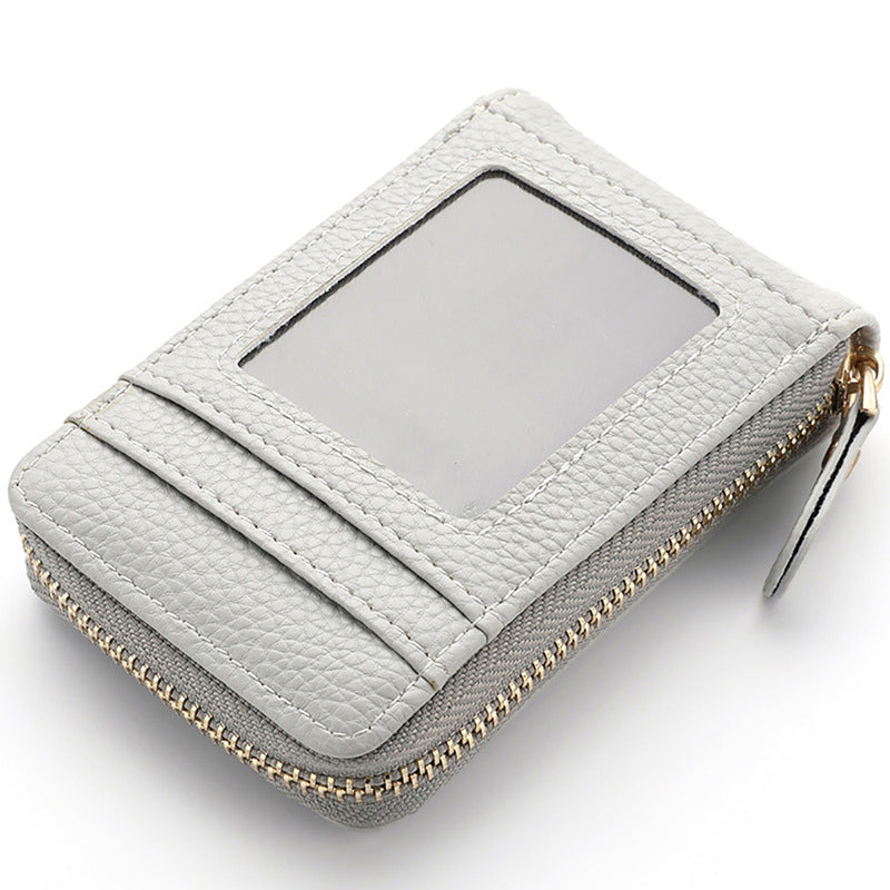 Short Accordion Card Holder, Stylish and Simple Lady's ID Holder, Small and Exquisite Zipper Coin Purse