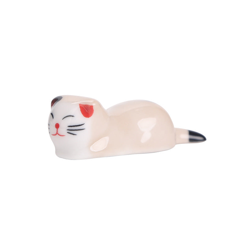 Japanese ceramic cat chopstick holder