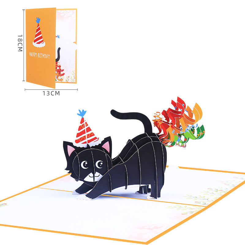 3D Birthday Card,Pop Up Cat Greeting Card,Friendship Card,Gift Card,Surprise Card,Encouragement Card,Black Cat