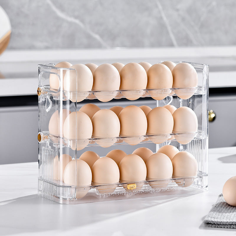 Reversible three-layer egg storage box