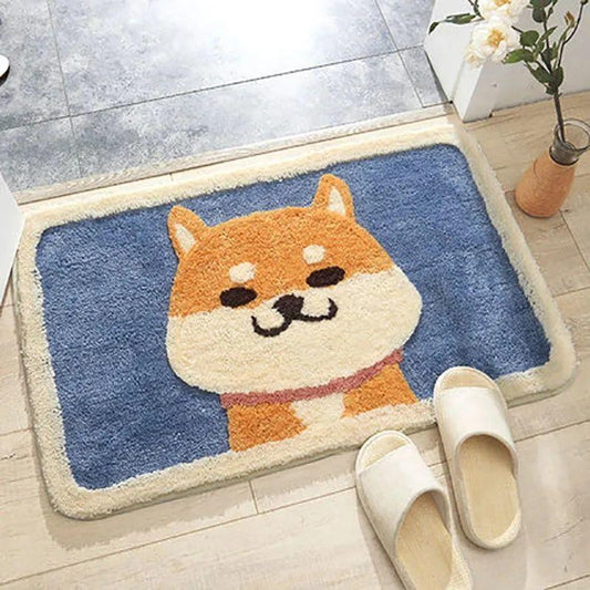 Cartoon Animal Dot Cat Flocking Carpet Home Door Floor Non-slip Bathroom Mat