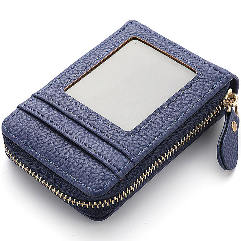 Short Accordion Card Holder, Stylish and Simple Lady's ID Holder, Small and Exquisite Zipper Coin Purse