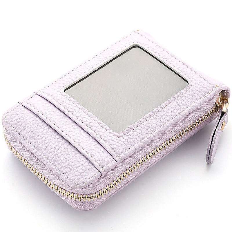 Short Accordion Card Holder, Stylish and Simple Lady's ID Holder, Small and Exquisite Zipper Coin Purse