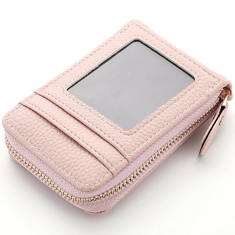 Short Accordion Card Holder, Stylish and Simple Lady's ID Holder, Small and Exquisite Zipper Coin Purse