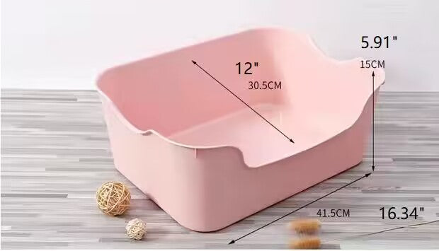 Cat Open Top Pet Litter Tray Bedpan Portable Semi Enclosed for Indoor Cats Splashproof Heighten Cat Sandbox Kitten Litter Pan