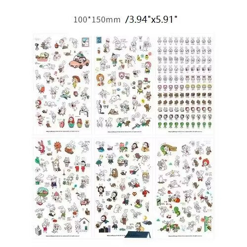 5 Sheets of Self-Adhesive Decorative Cartoon Stickers for Scrapbooking and Album Making