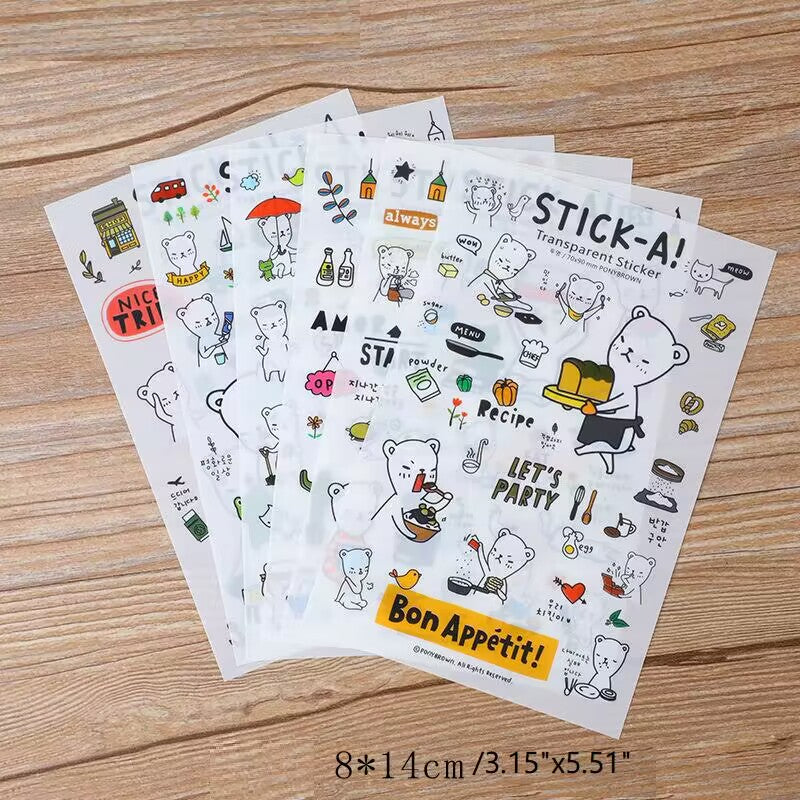 5 Sheets of Self-Adhesive Decorative Cartoon Stickers for Scrapbooking and Album Making