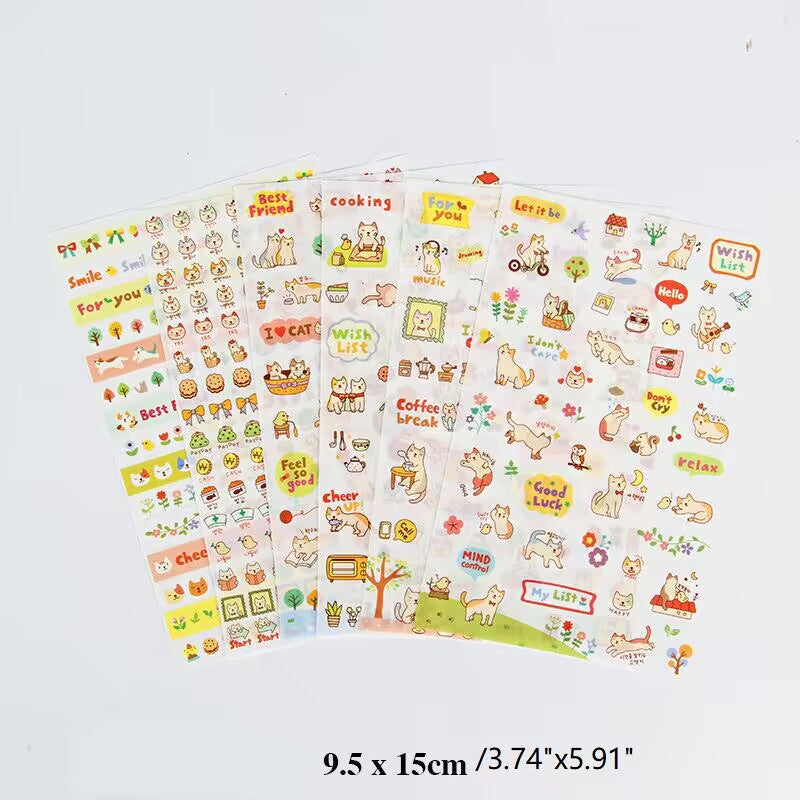 5 Sheets of Self-Adhesive Decorative Cartoon Stickers for Scrapbooking and Album Making