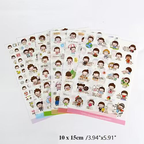 5 Sheets of Self-Adhesive Decorative Cartoon Stickers for Scrapbooking and Album Making