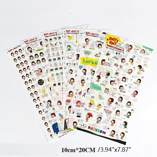 5 Sheets of Self-Adhesive Decorative Cartoon Stickers for Scrapbooking and Album Making