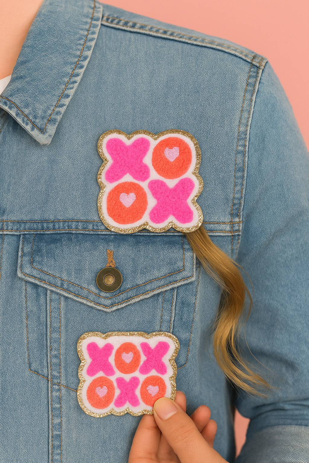 Pink Collection Chenille Glitter Fabric Iron-on Patches Chenille Patches