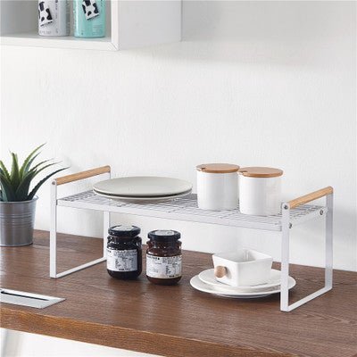 Table Board Organizer with Wood Handle, White, 2 tiers - sumi