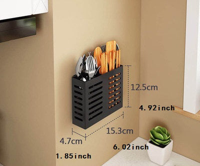 Non-perforated household kitchen pot rack wall-mounted kitchen utensil storage rack stainless steel cutting board rack black cutting board rack - sumi