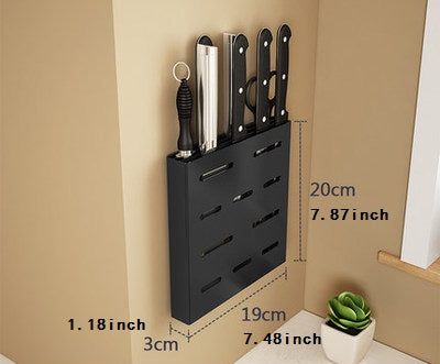 Non-perforated household kitchen pot rack wall-mounted kitchen utensil storage rack stainless steel cutting board rack black cutting board rack - sumi